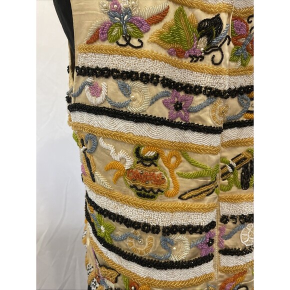 Vintage JO-RO IMPORTS Blouse Heavy Iridescent Beads 50s 60s Butterfly floral 12 - Picture 3 of 16